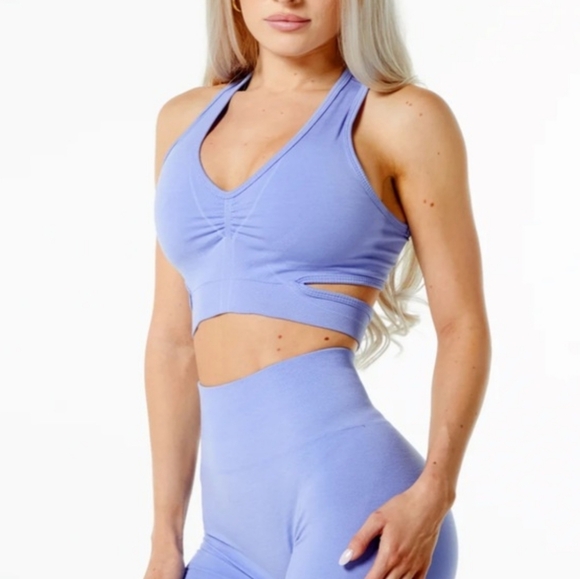 NWOT Alphalete Cutout Racerback Digital Violet Stratus Sports Bra Size: XS - Picture 2 of 7